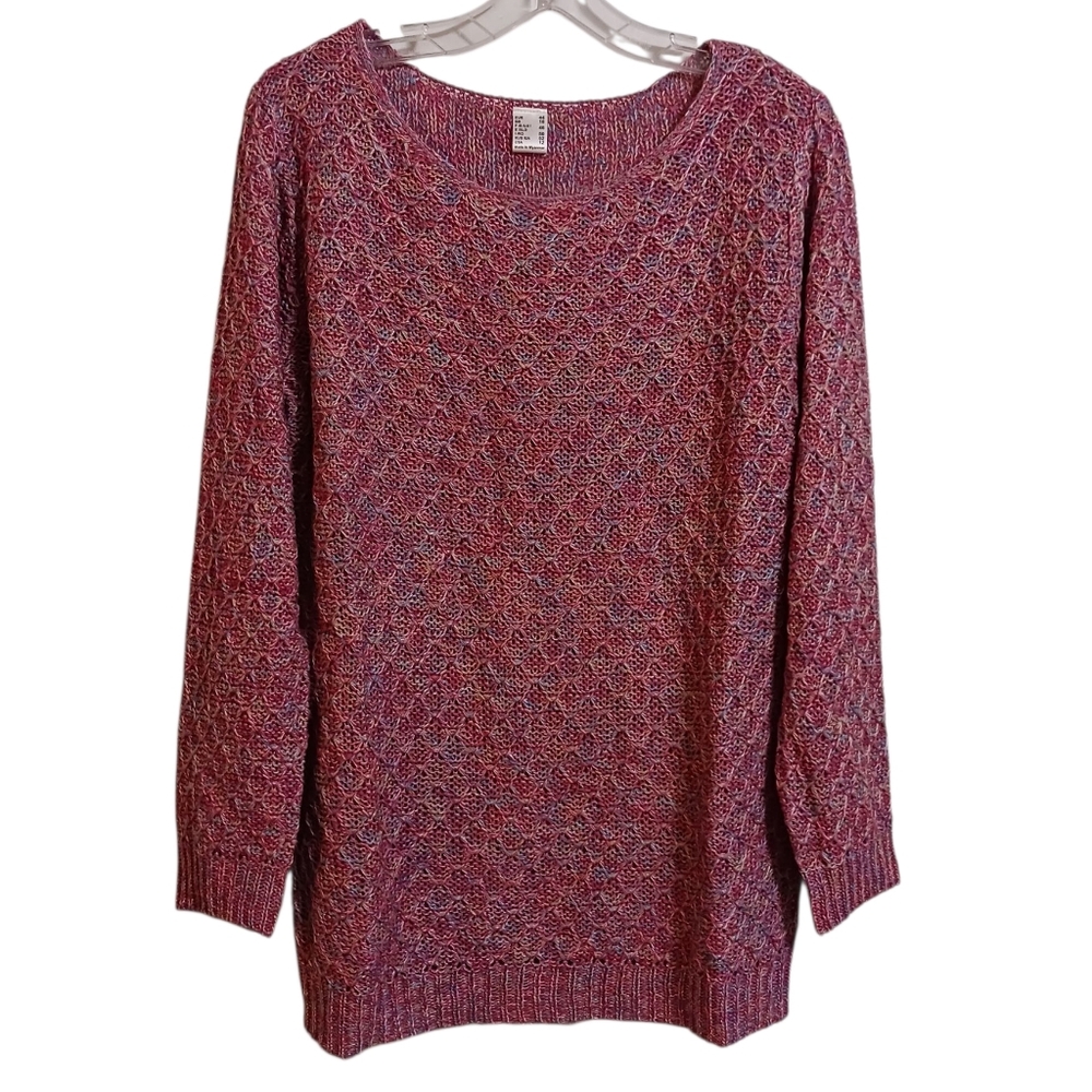 Loose weave sweater sz 12 pink multicolor lightweight
